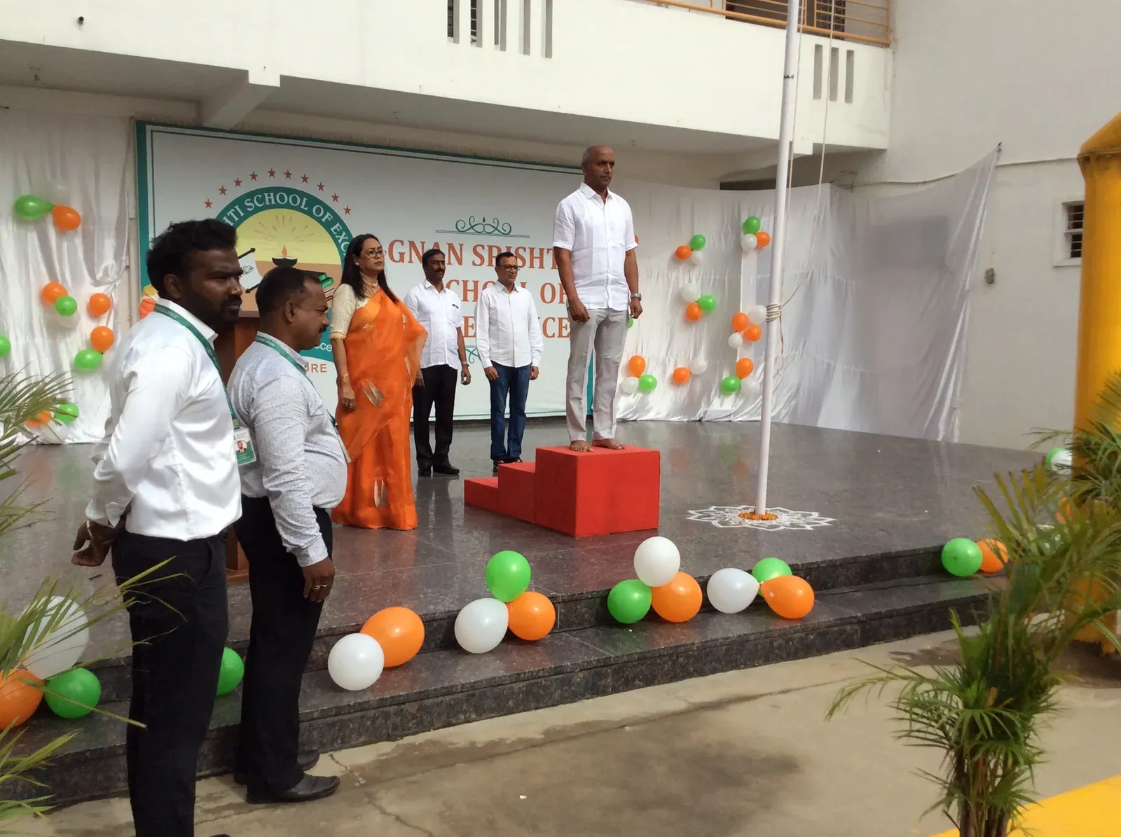 Flag hoisting at the Independence Day assembly